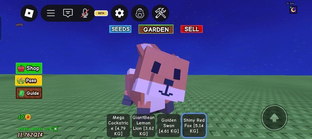 Shiny Fox in grow a garden
