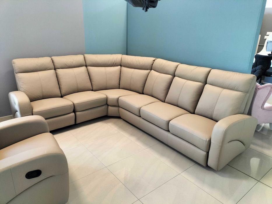 (68WN) narożnik skórzany , funkcja relax + fotel