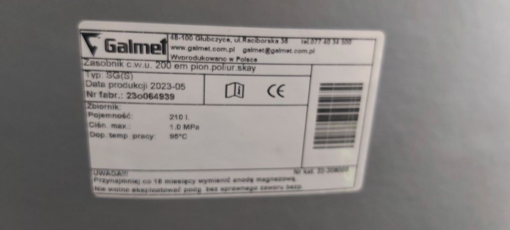 Bojler Galmet 210l