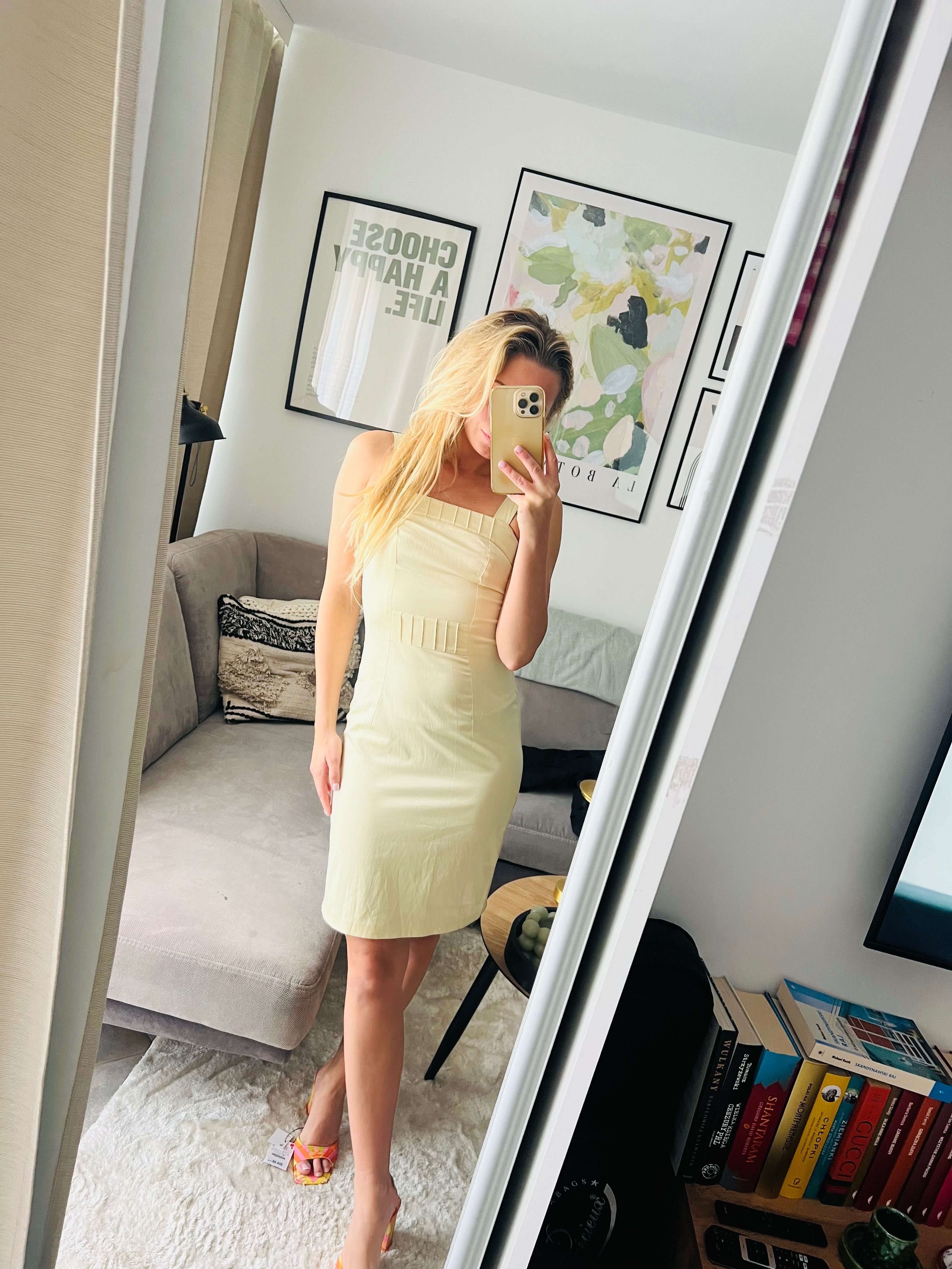 Sukienka midi przed kolano XS/34 bananowa H&M