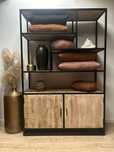 Duży regał metalowy LOFT drewno mango nowoczesny szafka