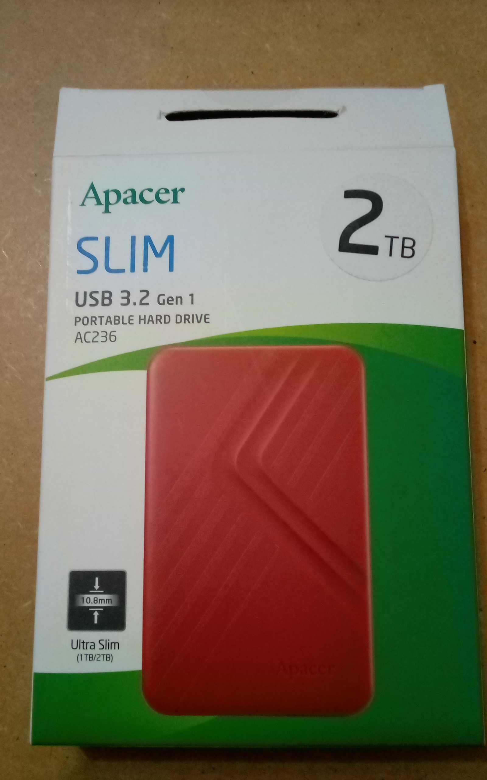 USB накопитель, диск 2 Тб, Apacer slim. Идеальное состояние