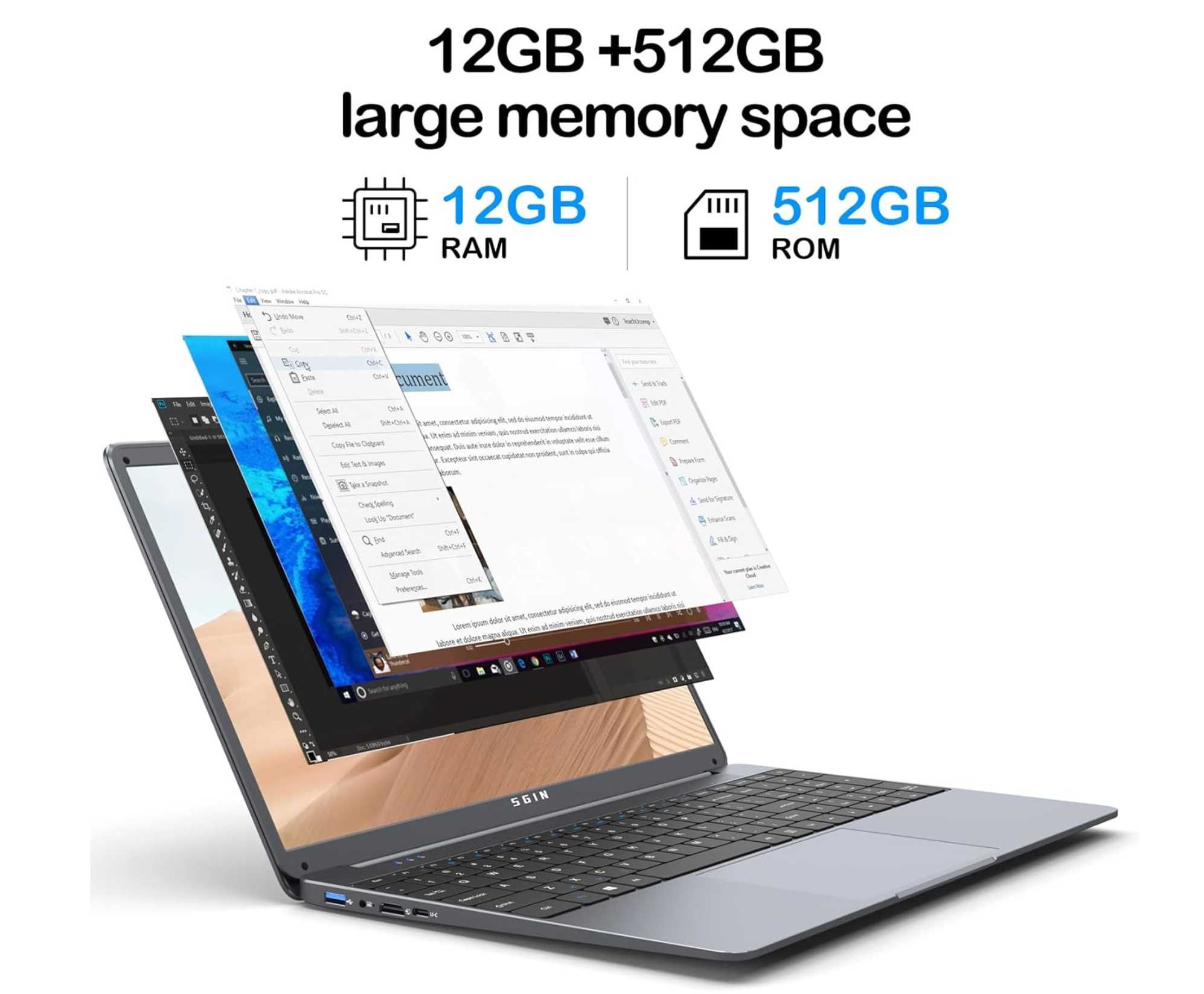 Latop SGIN X15 15,6" 12 GB DDR4 512 GB SSD Intel Celeron N4500 NOWY