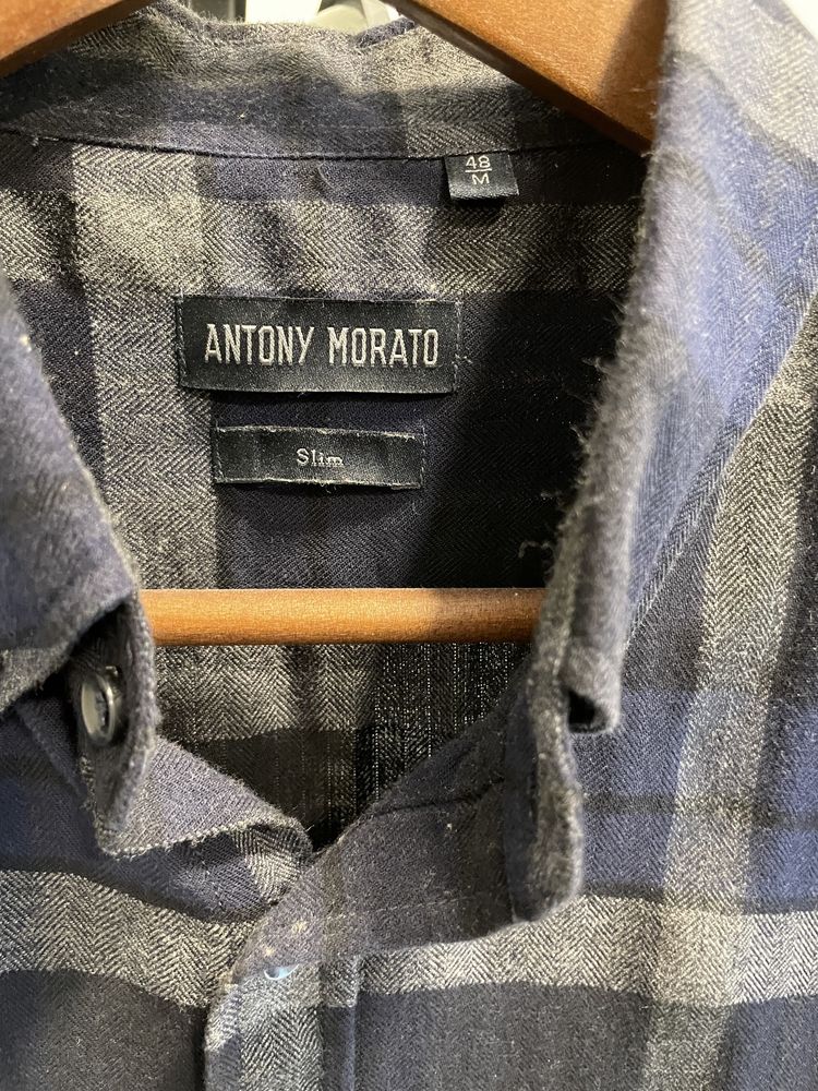 Camisa Antony Morato xadrez azul-cinza