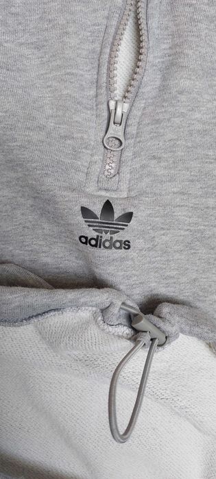 Szara bawełniana krótka bluza ze ściągaczem ADIDAS ORIGINALS, R. S