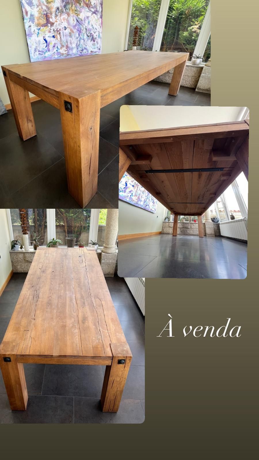 Mesa madeira maciça com 6 cadeiras