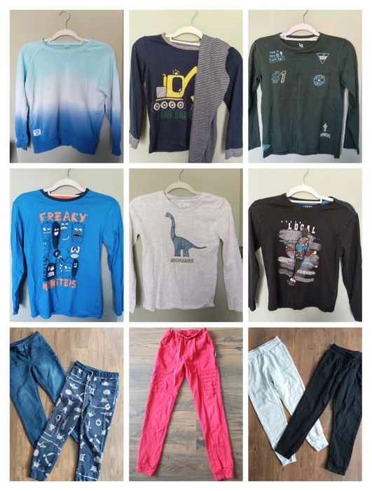 Paka ubrań chłopięcych 140/146, spodnie, bluzki, piżamy