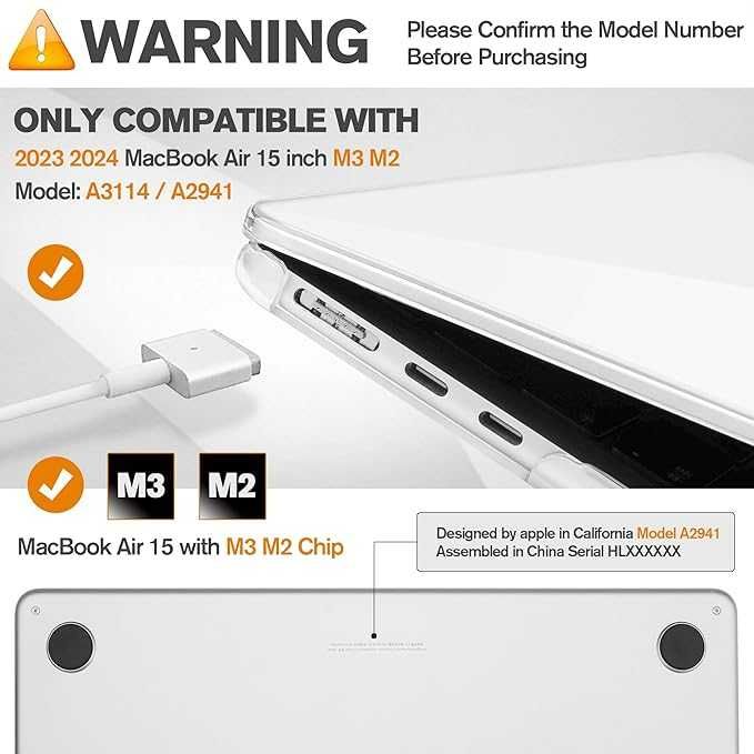 Etui kompatybilne z MacBook Air 15 Model A3114 M3 A2941 M2