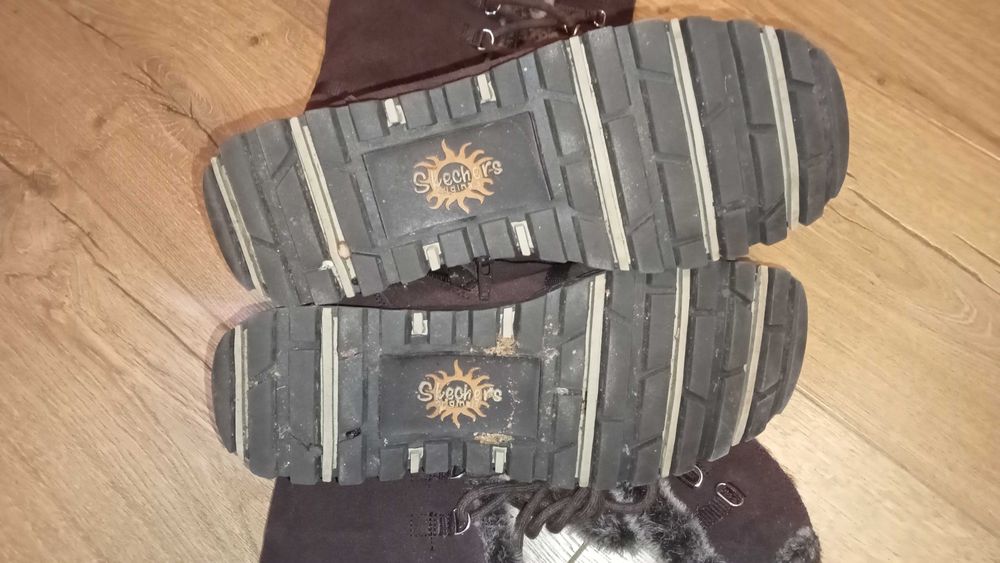 Skechers śniegowce ciepłe modne 40 skórzane wiązane góry skóra