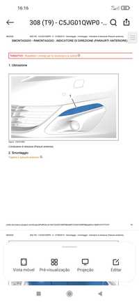 Peugeot 308 T9 1.6 HDi  instruções reparação PDF