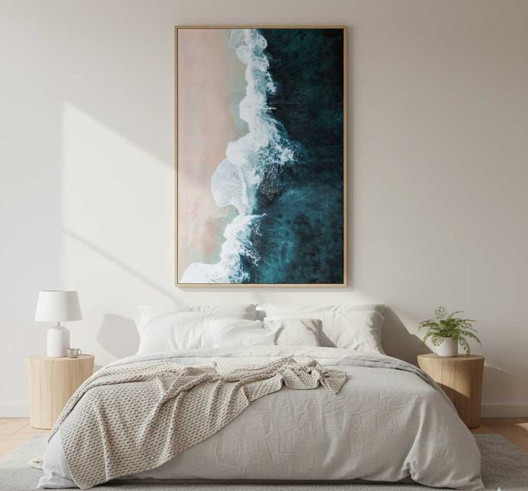 Nowoczesny obraz na płótnie z motywem plaży i fal DUŻY NOWY