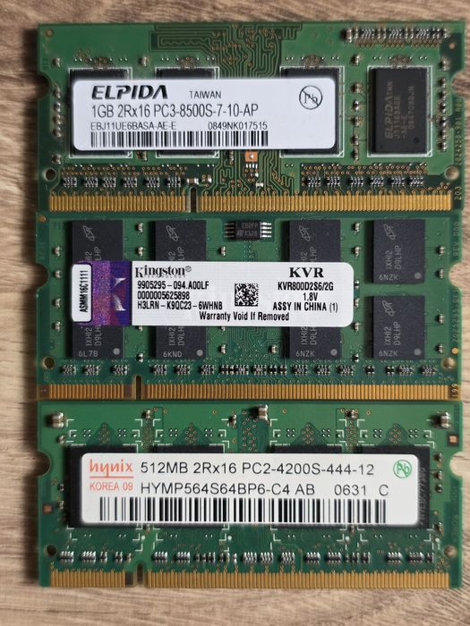 Zestaw pamięci RAM do laptopa – DDR2 i DDR3 (różne modele)