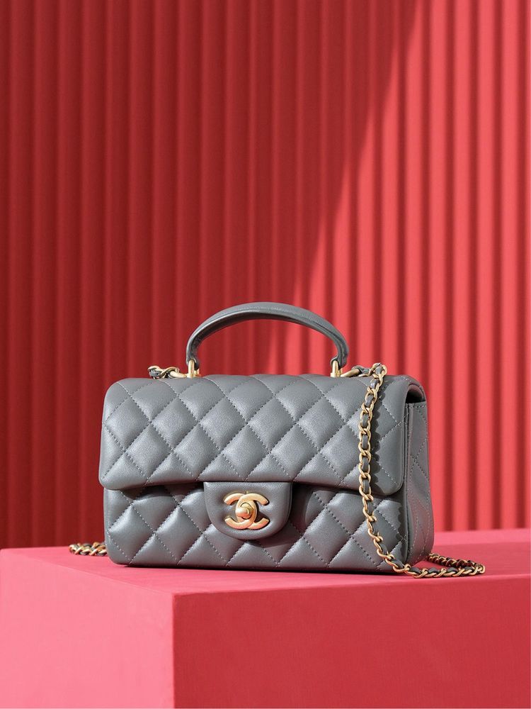 Сумка Chanel Mini Handle Flap Bag Grey