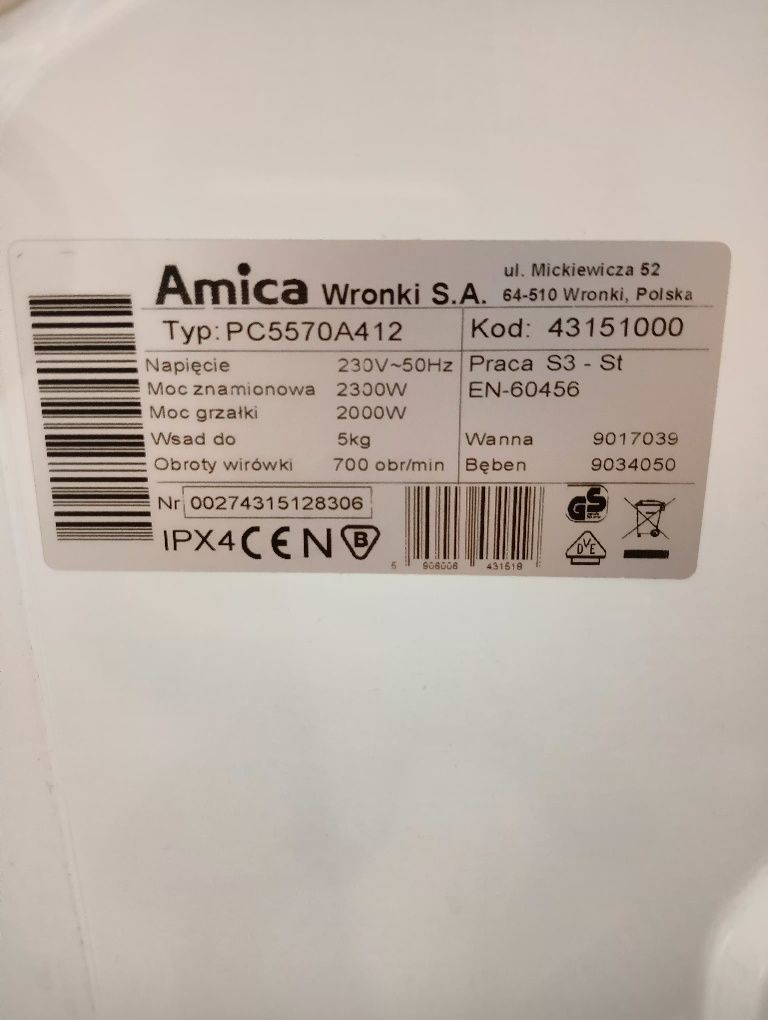 Pralka automatyczna Amica