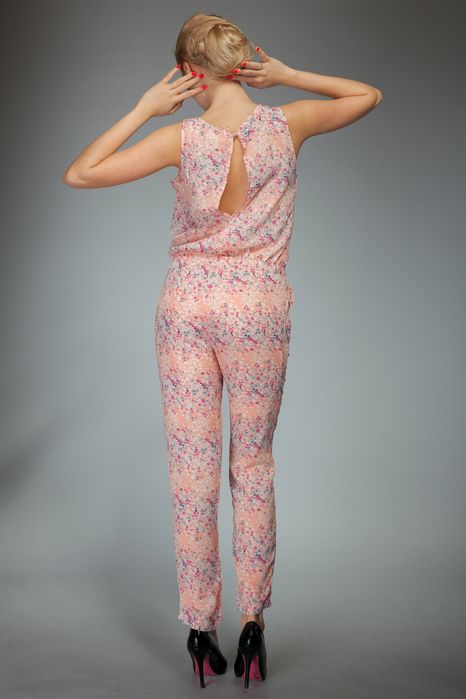 Kombinezon Letni Boho W Kwiaty Różowy Casual Emamoda L 40