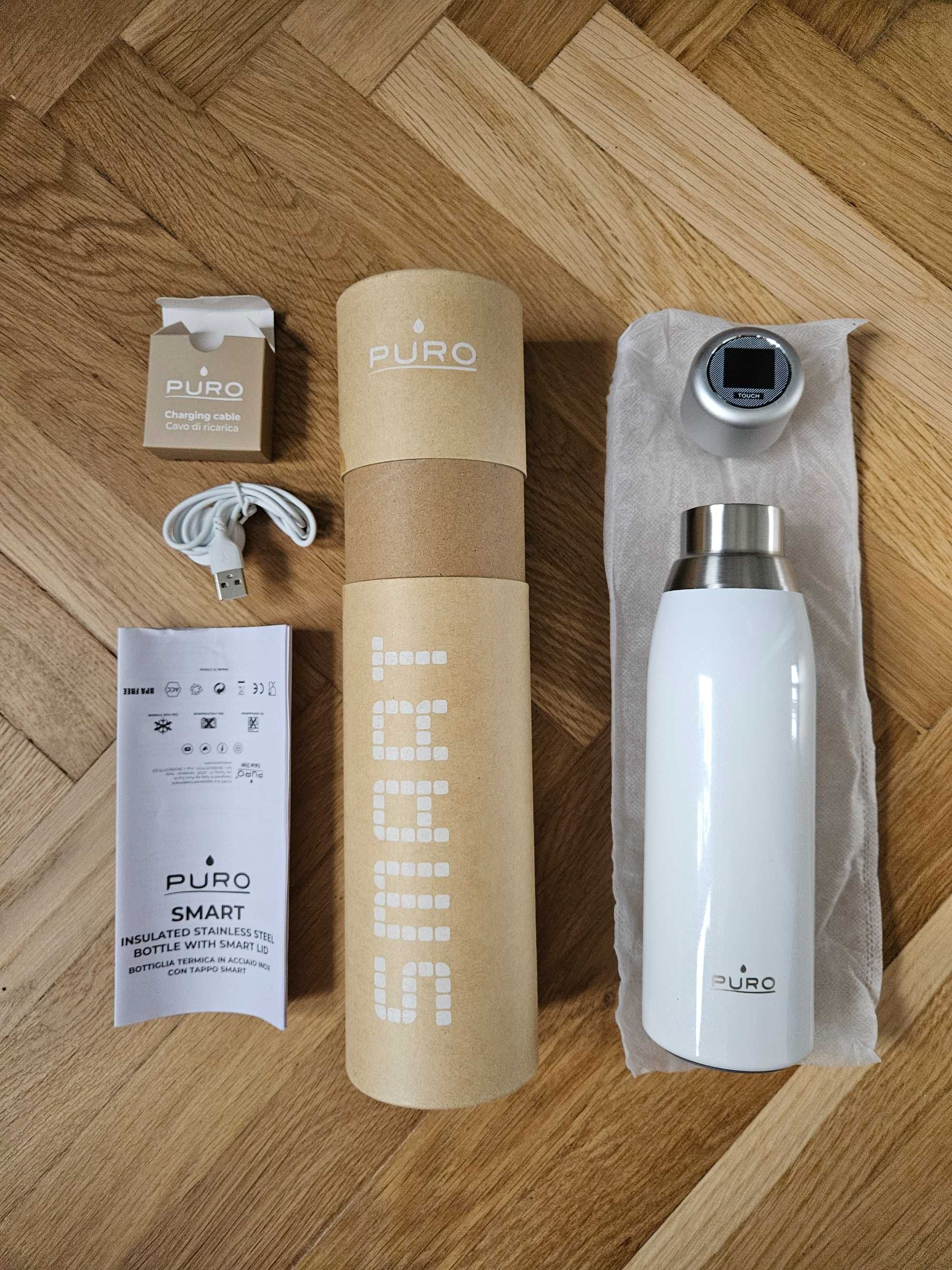 PURO Smart Bottle – Butelka termiczna 500ml INOX z smart nakrętka LED
