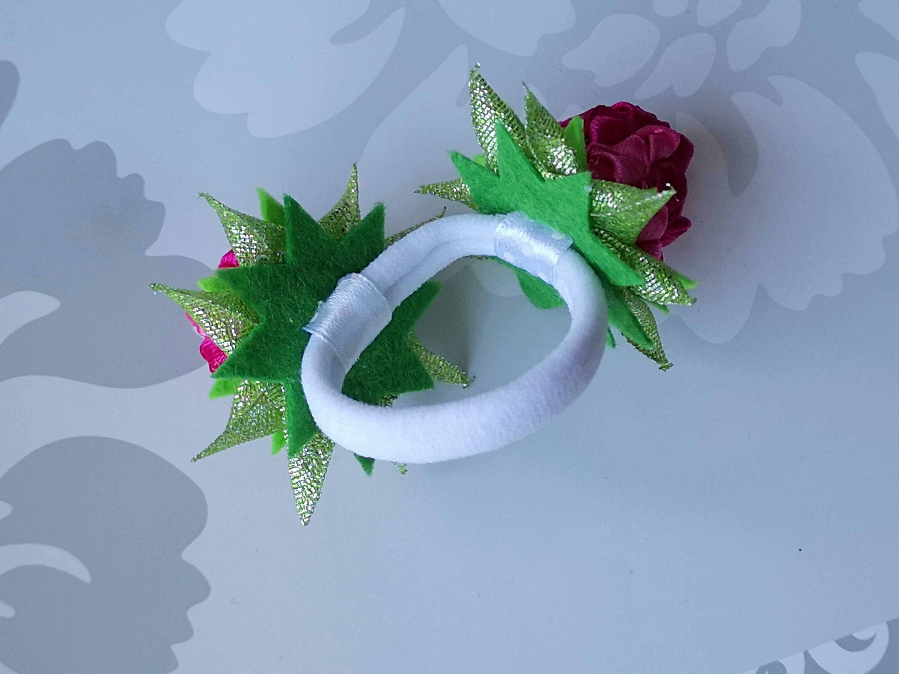Gumka do włosów "Słodkie malinki" ze wstążek Handmade