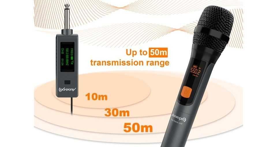 Microfone sem fios UHF, novo