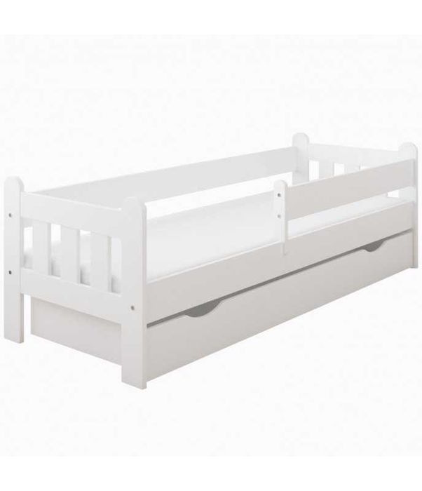 Łóżko dziecięce 140x70 białe, drewniane, szuflada