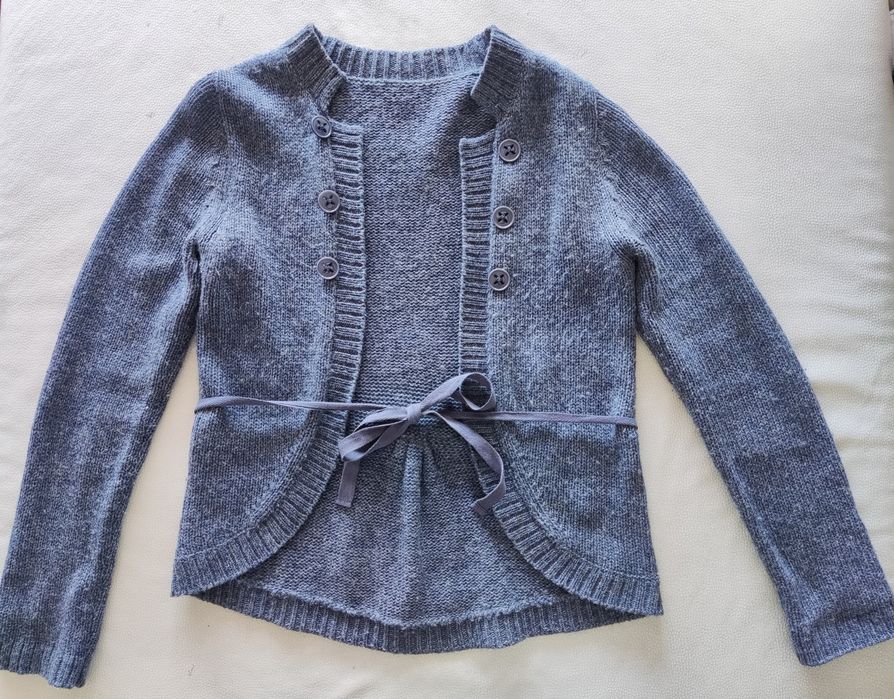 Casaco preto bordado floral NOVO e Bolero azul-acinzentado S (34/36)