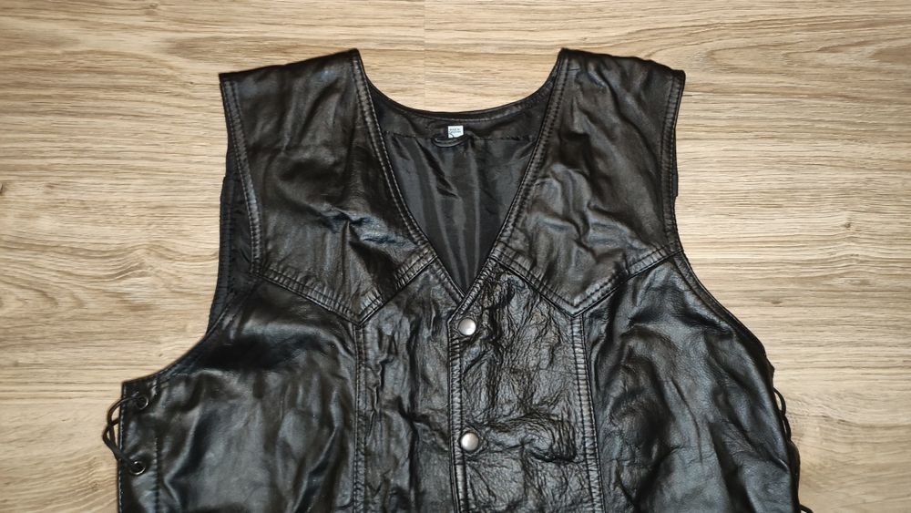 Kamizelka skórzana męska wiązana XXL