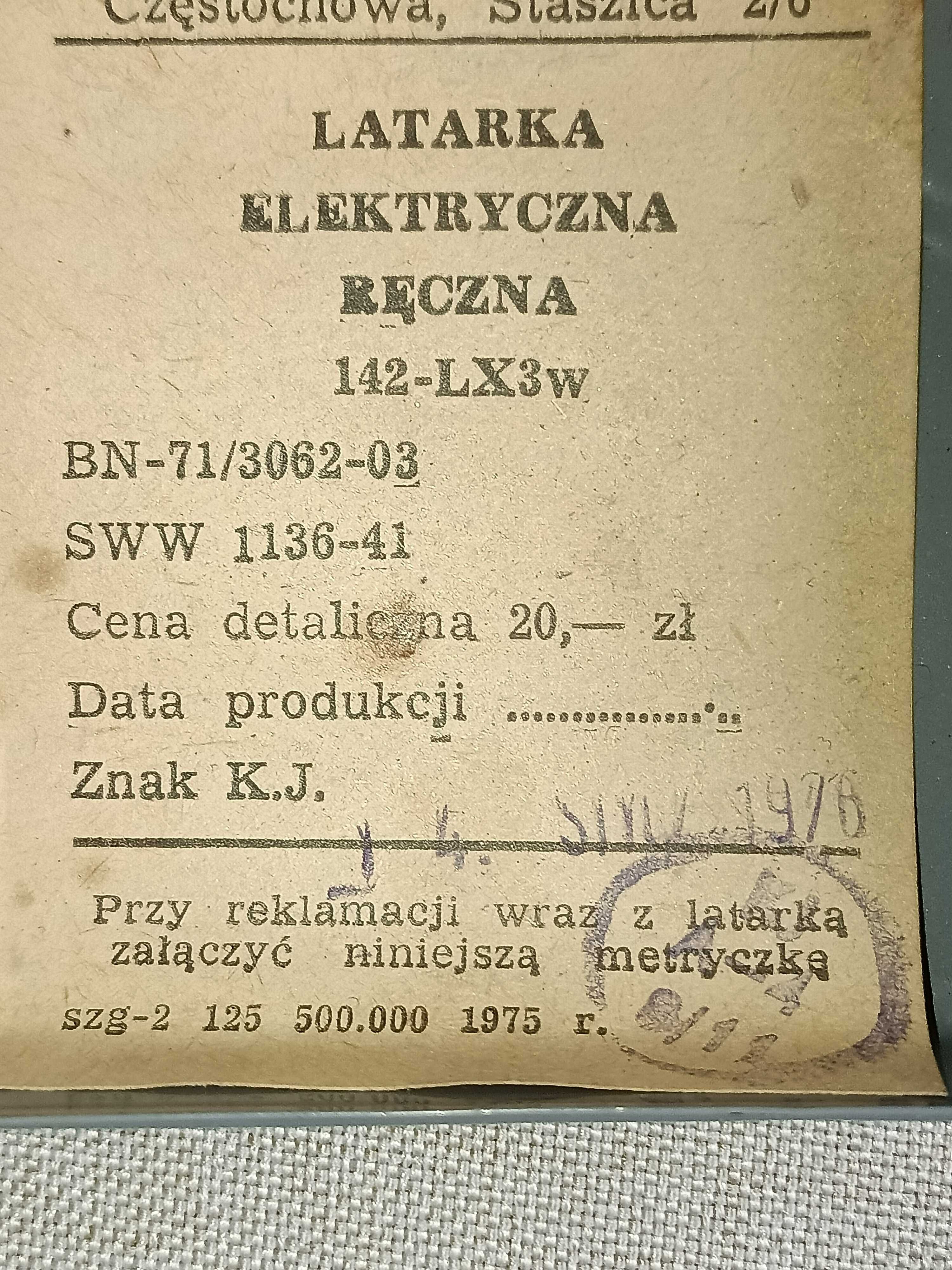 Latarka Elektryczna Ręczna 142 DOMGOS  Vintage