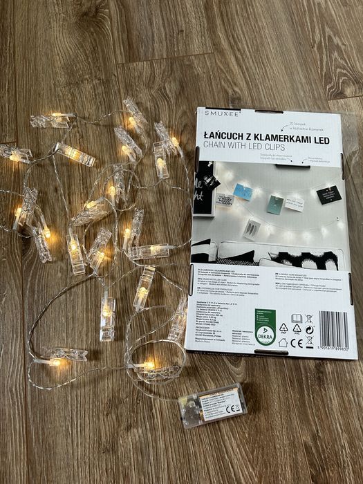 Lampki łańcuch z klamerkami led