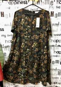 Платье миди, шифоновое на подкладке в цветочек . 46 р. (L)