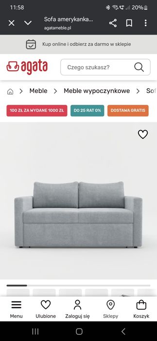 Kanapa/sofa rozkładana szara