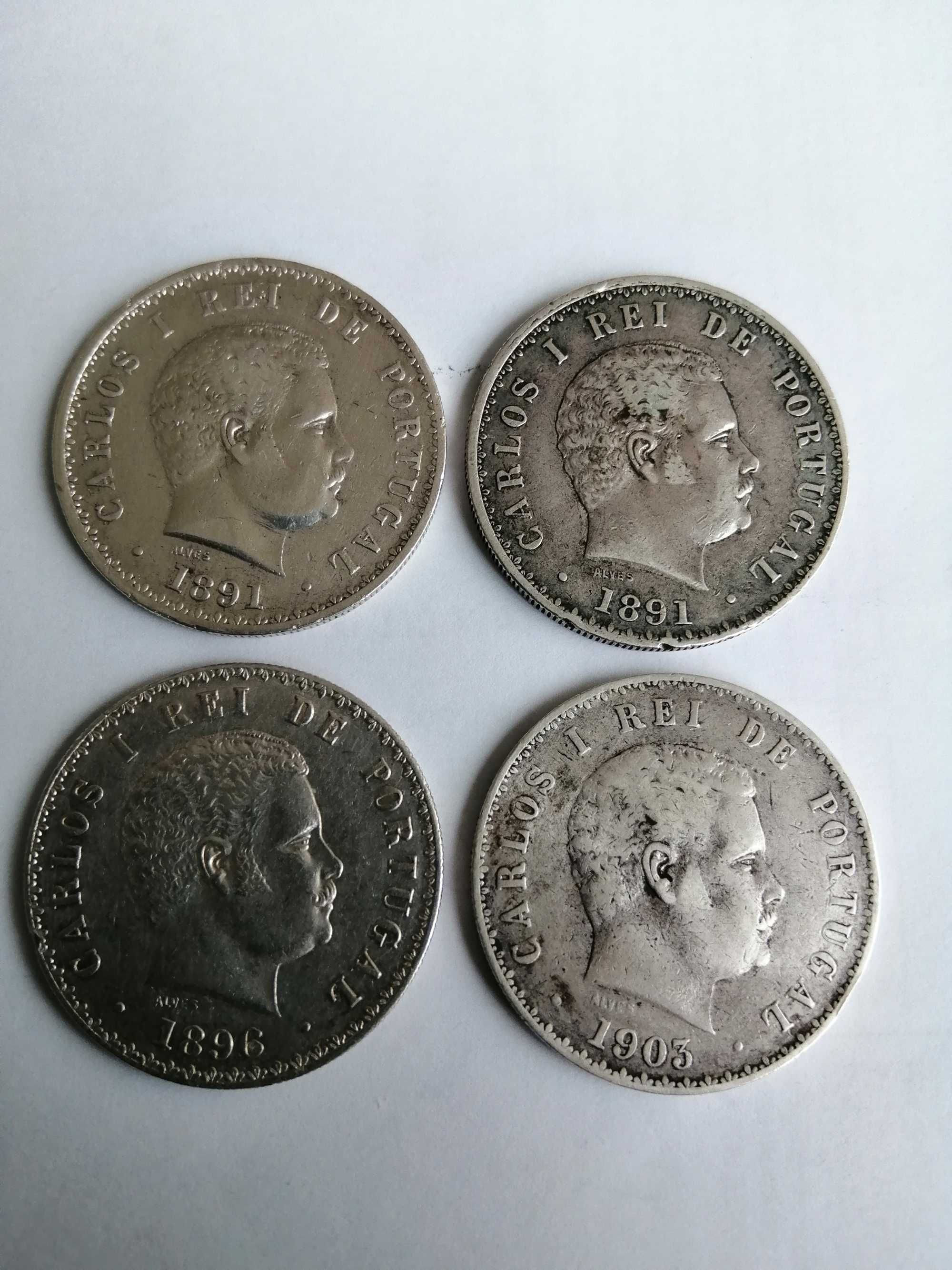 Moedas de prata 916,6 de 500 réis, D. Carlos.