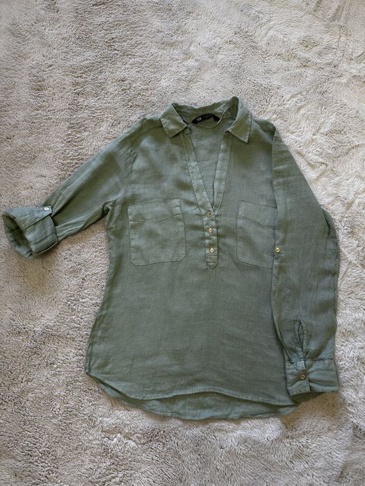 Сорочка, лляна рубашка Zara, S