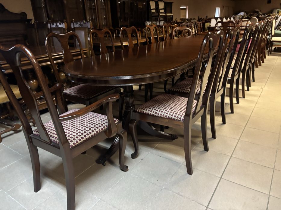 Stylowy Angielski Zestaw Stół 353 cm + 12 Krzeseł Meble Stylowe Sklep