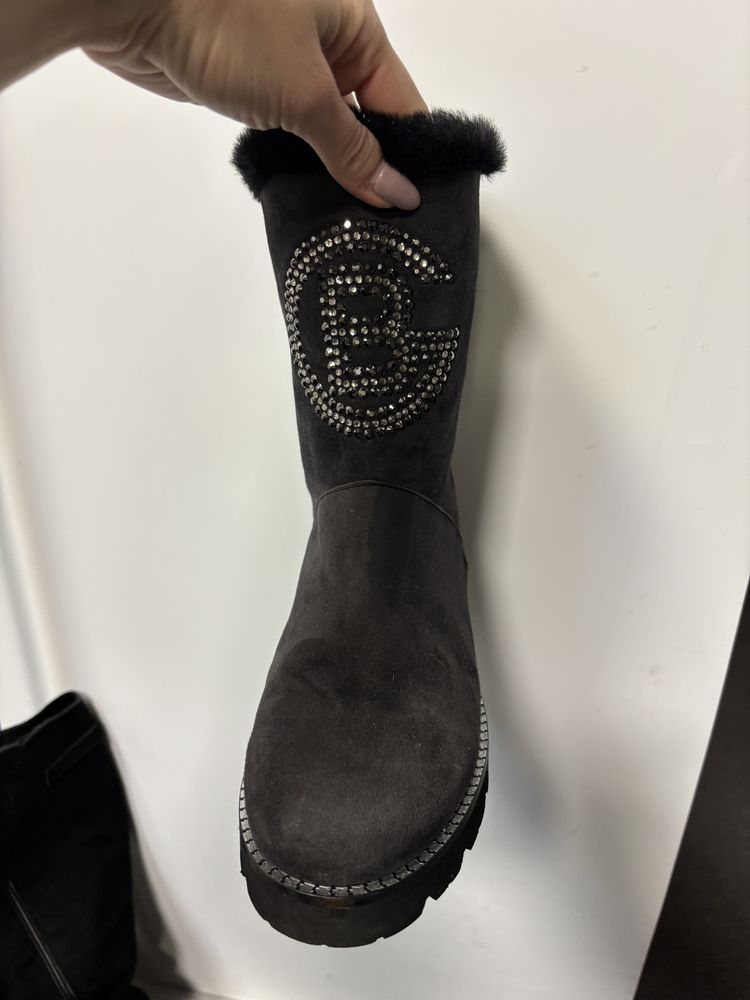 Baldinini botki swarovski kozaki futerko plato koturn sniegowce
