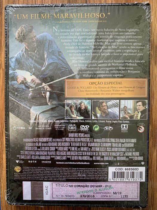 No Coração do Mar - Chris Hemsworth - dvd - Novo e Selado
