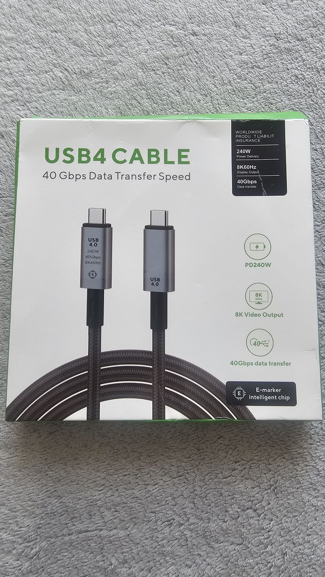 Кабель ThunderBolt 3, USB 4.0 / 240W / 8k 60hz. Type-C to Type-C