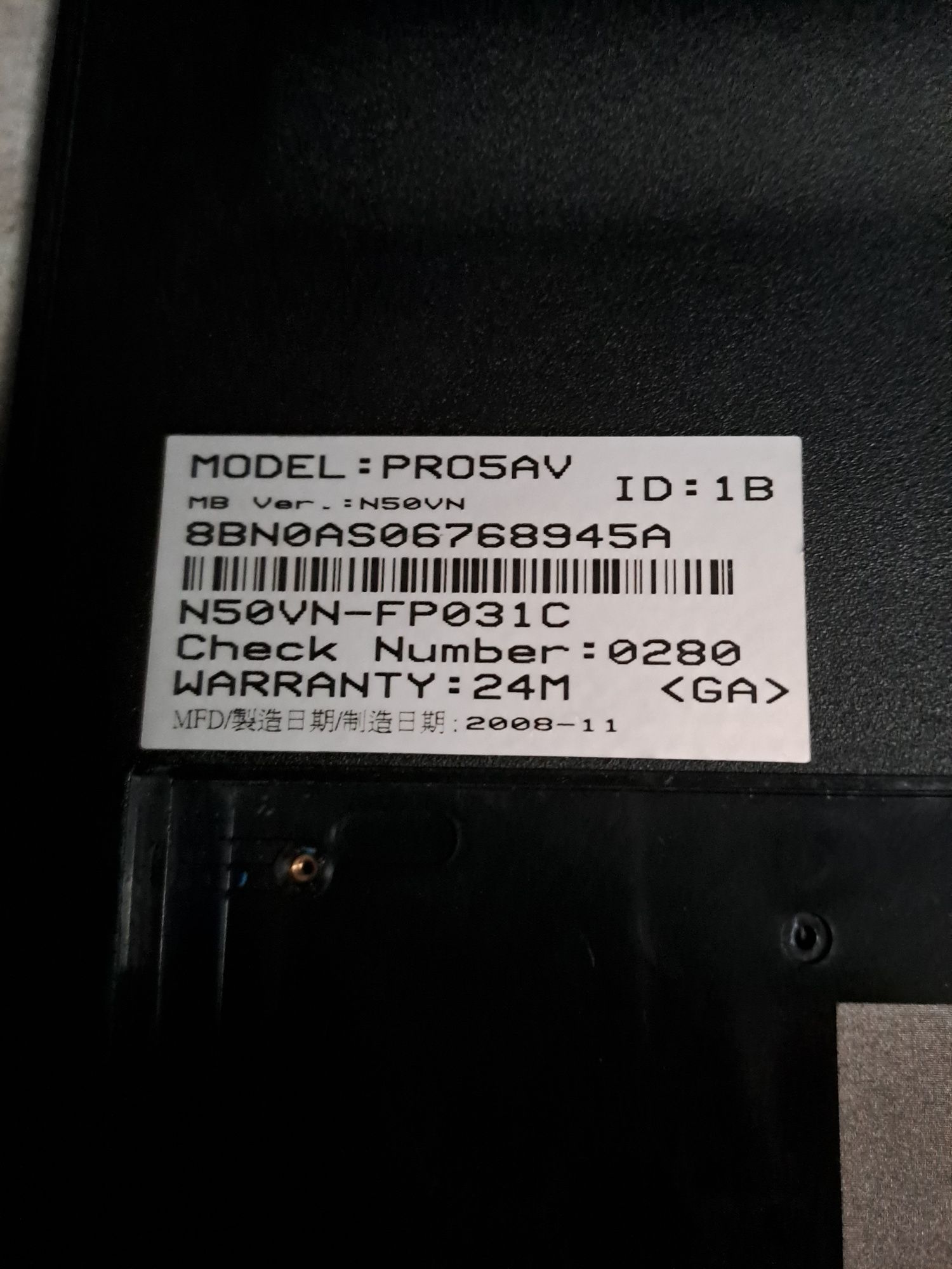 Laptop na części (brak dysku(