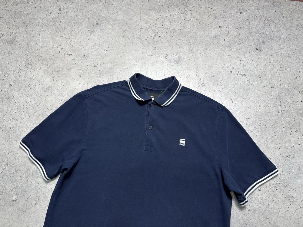 Футболка Поло G Star Raw Оригинал M-L Темно-Синяя