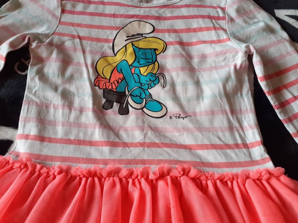 Sukieneczka dla dziewczynki h&m 122 smerfetka