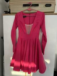 Sukienka lou różowa S rozkloszowana długi rękaw