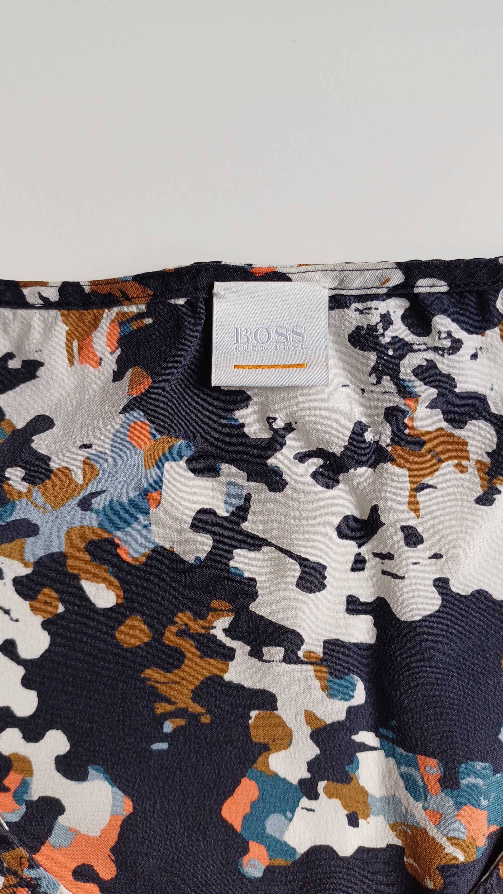 Jedwabna bluzka bez rękawów wzór puzzle Hugo Boss rozm. 36/S