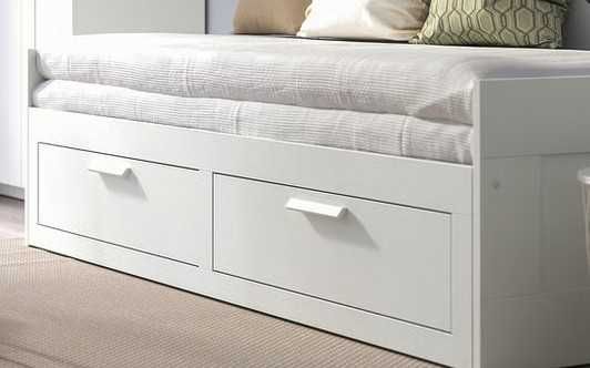 BRIMNES IKEA Cama indiv/dupla c/2 gav, branco, 80x200cm, c/2 COLCHOES