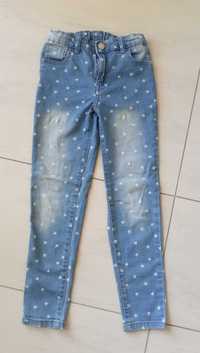 Jeansy spodnie 128 cm (7-8 l) dziewczynka regulacja w pasie niebieski