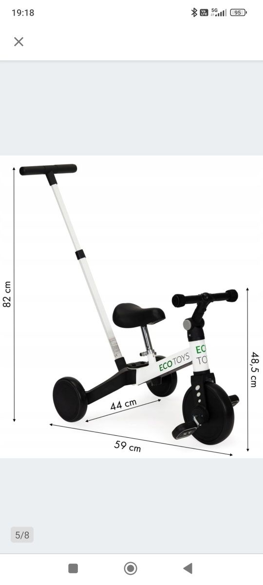 Rowerek biegowy trójkołowy ecotoys 2w1