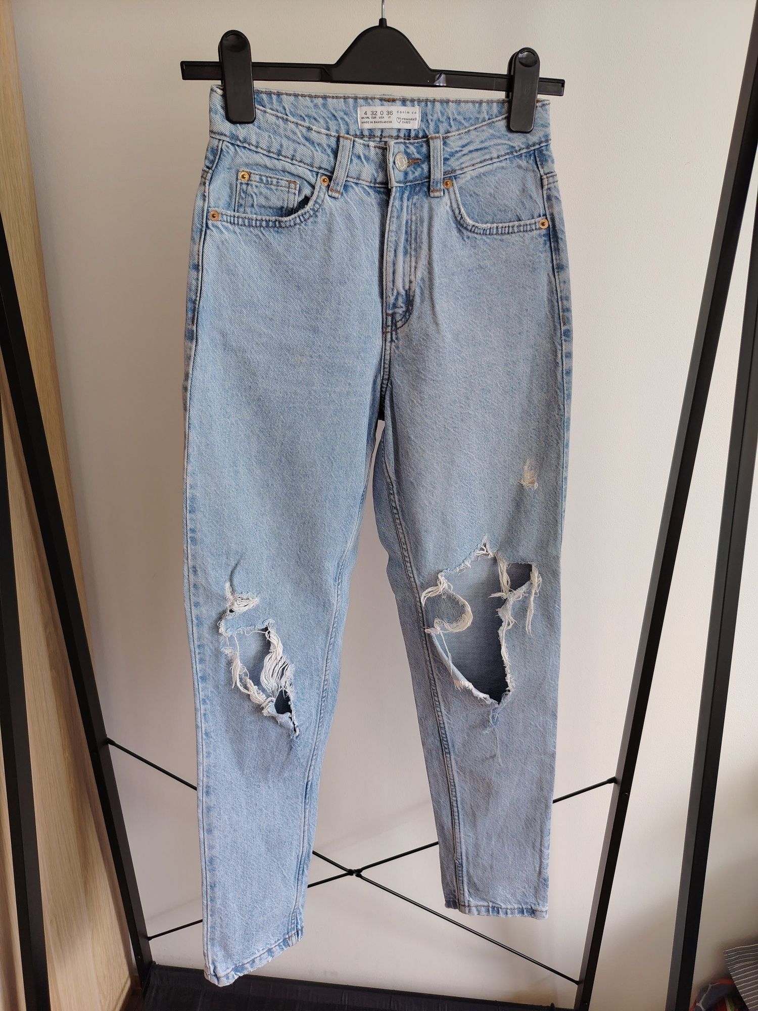 Primark spodnie damskie mom jeansy wysoki stan 32.
Pas 2x32 cm, biodra