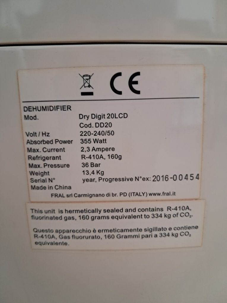 Osuszacz powietrza FRAL DryDigit 20 LCD.