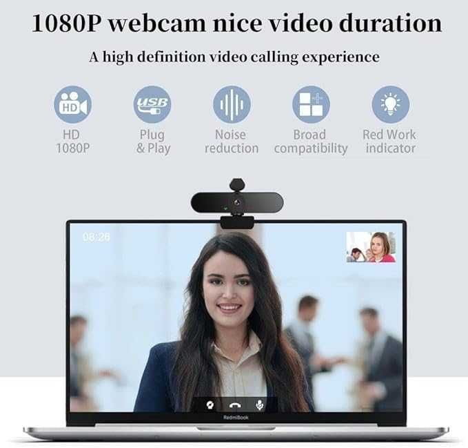 Kamera internetowa 1080P z mikrofonem do Skype, Zoom, Meeting