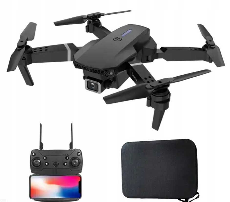 Składany dron E88 PRO – z kamerą, 2.4 GHz, tryb bezgłowy