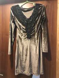 Велюрове плаття коричневого кольору