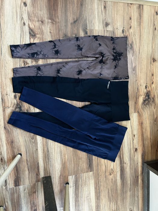 Legginsy S 36 sportowe 3szt czekoladowe Shein  czarne fitness joga