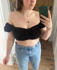 krotka bluzka crop top koszulowy H&M M/L